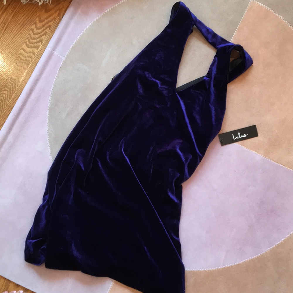 lulus velvet mini trees v neck